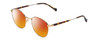 Profile View of Ernest Hemingway H4841 Designer Polarized Sunglasses with Custom Cut Red Mirror Lenses in Gold Brown Yellow Tortoise Havana Unisex Round Full Rim Stainless Steel 50 mm