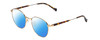 Profile View of Ernest Hemingway H4841 Designer Polarized Sunglasses with Custom Cut Blue Mirror Lenses in Gold Brown Yellow Tortoise Havana Unisex Round Full Rim Stainless Steel 50 mm