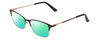 Profile View of Ernest Hemingway H4842 Designer Polarized Reading Sunglasses with Custom Cut Powered Green Mirror Lenses in Satin Metallic Black Gold  Unisex Cateye Full Rim Stainless Steel 52 mm