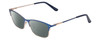 Profile View of Ernest Hemingway H4842 Designer Polarized Reading Sunglasses with Custom Cut Powered Smoke Grey Lenses in Satin Metallic Blue Silver Unisex Cateye Full Rim Stainless Steel 52 mm