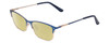 Profile View of Ernest Hemingway H4842 Designer Polarized Reading Sunglasses with Custom Cut Powered Sun Flower Yellow Lenses in Satin Metallic Blue Silver Unisex Cateye Full Rim Stainless Steel 52 mm