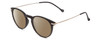 Profile View of Ernest Hemingway H4845 Designer Polarized Sunglasses with Custom Cut Amber Brown Lenses in Matte Black Silver Unisex Round Full Rim Acetate 48 mm