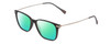 Profile View of Ernest Hemingway H4846 Designer Polarized Reading Sunglasses with Custom Cut Powered Green Mirror Lenses in Matte Black Grey Silver Unisex Cateye Full Rim Acetate 53 mm