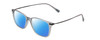 Profile View of Ernest Hemingway H4846 Designer Polarized Reading Sunglasses with Custom Cut Powered Blue Mirror Lenses in Matte Grey Crystal Black Metal Unisex Cateye Full Rim Acetate 53 mm