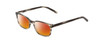 Profile View of Ernest Hemingway H4852 Designer Polarized Sunglasses with Custom Cut Red Mirror Lenses in Grey Black Clear Stripe Unisex Rectangle Full Rim Acetate 51 mm