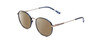 Profile View of Ernest Hemingway H4853 Designer Polarized Reading Sunglasses with Custom Cut Powered Amber Brown Lenses in Metallic Blue Patterened Silver Multi-Colored Tips Unisex Round Full Rim Stainless Steel 51 mm