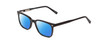 Profile View of Ernest Hemingway H4854 Designer Polarized Sunglasses with Custom Cut Blue Mirror Lenses in Gloss Black Silver Studs  Unisex Cateye Full Rim Acetate 51 mm