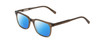 Profile View of Ernest Hemingway H4854 Designer Polarized Reading Sunglasses with Custom Cut Powered Blue Mirror Lenses in Olive Green Grey Crystal Smoke Unisex Cateye Full Rim Acetate 54 mm