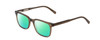 Profile View of Ernest Hemingway H4854 Designer Polarized Reading Sunglasses with Custom Cut Powered Green Mirror Lenses in Olive Green Grey Crystal Smoke Unisex Cateye Full Rim Acetate 54 mm