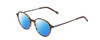 Profile View of Ernest Hemingway H4855 Designer Polarized Sunglasses with Custom Cut Blue Mirror Lenses in Olive Green Amber Brown Marble/Gun Metal Unisex Round Full Rim Acetate 48 mm