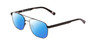 Profile View of Ernest Hemingway H4856 Designer Polarized Sunglasses with Custom Cut Blue Mirror Lenses in Satin Metallic Black/Lilac Plum Tortoise Unisex Pilot Full Rim Stainless Steel 54 mm