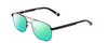 Profile View of Ernest Hemingway H4856 Designer Polarized Reading Sunglasses with Custom Cut Powered Green Mirror Lenses in Satin Metallic Black/Lilac Plum Tortoise Unisex Pilot Full Rim Stainless Steel 54 mm
