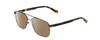 Profile View of Ernest Hemingway H4856 Designer Polarized Reading Sunglasses with Custom Cut Powered Amber Brown Lenses in Satin Metallic Brown/Brown Gold Tortoise Unisex Pilot Full Rim Stainless Steel 54 mm