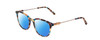 Profile View of Ernest Hemingway H4859 Designer Polarized Sunglasses with Custom Cut Blue Mirror Lenses in Blue Rose Plum Yellow Tortoise Havana Silver Ladies Cateye Full Rim Acetate 50 mm