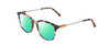 Profile View of Ernest Hemingway H4859 Designer Polarized Reading Sunglasses with Custom Cut Powered Green Mirror Lenses in Blue Rose Plum Yellow Tortoise Havana Silver Ladies Cateye Full Rim Acetate 50 mm