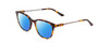 Profile View of Ernest Hemingway H4859 Designer Polarized Reading Sunglasses with Custom Cut Powered Blue Mirror Lenses in Brown Amber Gold Tortoise Havana Silver Ladies Cateye Full Rim Acetate 50 mm