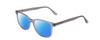 Profile View of Ernest Hemingway H4860 Designer Polarized Sunglasses with Custom Cut Blue Mirror Lenses in Grey Blue Crystal Unisex Cateye Full Rim Acetate 52 mm