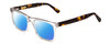 Profile View of Ernest Hemingway H4861 Designer Polarized Sunglasses with Custom Cut Blue Mirror Lenses in Clear Crystal/Brown Tortoise Havana Unisex Cateye Full Rim Acetate 55 mm