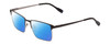 Profile View of Ernest Hemingway H4863 Designer Polarized Reading Sunglasses with Custom Cut Powered Blue Mirror Lenses in Satin Black/Silver Geometric Pattern Unisex Rectangle Full Rim Stainless Steel 52 mm