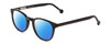 Profile View of Ernest Hemingway H4865 Designer Polarized Reading Sunglasses with Custom Cut Powered Blue Mirror Lenses in Gloss Black/Rounded Tips Unisex Cateye Full Rim Acetate 49 mm