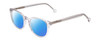 Profile View of Ernest Hemingway H4865 Designer Polarized Sunglasses with Custom Cut Blue Mirror Lenses in Clear Crystal Silver Glitter/Rounded Tips Unisex Cateye Full Rim Acetate 49 mm