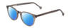 Profile View of Ernest Hemingway H4865 Designer Polarized Reading Sunglasses with Custom Cut Powered Blue Mirror Lenses in Grey Mist Crystal/Rounded Tips Unisex Cateye Full Rim Acetate 49 mm