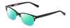 Profile View of Ernest Hemingway H4869 Designer Polarized Reading Sunglasses with Custom Cut Powered Green Mirror Lenses in Gloss Black/Clear Crystal Fade/Silver Accents Unisex Cateye Full Rim Acetate 53 mm