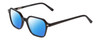 Profile View of Ernest Hemingway H4872 Designer Polarized Sunglasses with Custom Cut Blue Mirror Lenses in Gloss Black/Silver Accents Unisex Square Full Rim Acetate 50 mm