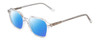 Profile View of Ernest Hemingway H4872 Designer Polarized Reading Sunglasses with Custom Cut Powered Blue Mirror Lenses in Clear Crystal/Silver Glitter Accent Unisex Square Full Rim Acetate 50 mm