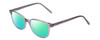 Profile View of Ernest Hemingway H4876 Designer Polarized Reading Sunglasses with Custom Cut Powered Green Mirror Lenses in Light Grey Crystal/Silver Accents Unisex Cateye Full Rim Acetate 53 mm