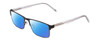 Profile View of Ernest Hemingway H4902 Designer Polarized Sunglasses with Custom Cut Blue Mirror Lenses in Matte Satin Black/Clear Crystal Mens Rectangle Full Rim Stainless Steel 57 mm