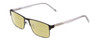 Profile View of Ernest Hemingway H4902 Designer Polarized Reading Sunglasses with Custom Cut Powered Sun Flower Yellow Lenses in Matte Satin Black/Clear Crystal Mens Rectangle Full Rim Stainless Steel 57 mm