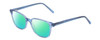 Profile View of Ernest Hemingway H4876 Designer Polarized Reading Sunglasses with Custom Cut Powered Green Mirror Lenses in Shiny Blue Crystal/Silver Accents Unisex Cateye Full Rim Acetate 53 mm