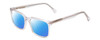 Profile View of Ernest Hemingway H4866 Designer Polarized Sunglasses with Custom Cut Blue Mirror Lenses in Clear Crystal/Silver Glitter Accent Unisex Cateye Full Rim Acetate 51 mm