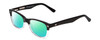 Profile View of Ernest Hemingway H4906 Designer Polarized Reading Sunglasses with Custom Cut Powered Green Mirror Lenses in Gloss Black Clear Crystal 2 Tone/Silver Studs Unisex Cateye Full Rim Acetate 51 mm