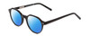 Profile View of Ernest Hemingway H4907 Designer Polarized Sunglasses with Custom Cut Blue Mirror Lenses in Black Ladies Round Full Rim Acetate 48 mm