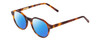 Profile View of Ernest Hemingway H4907 Designer Polarized Sunglasses with Custom Cut Blue Mirror Lenses in Tortoise Havana Ladies Round Full Rim Acetate 48 mm