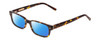 Profile View of Ernest Hemingway H4910 Designer Polarized Sunglasses with Custom Cut Blue Mirror Lenses in Gloss Amber Brown Tortoise Havana/Gold Accents Unisex Rectangle Full Rim Acetate 51 mm