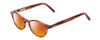 Profile View of Ernest Hemingway H4912 Designer Polarized Sunglasses with Custom Cut Red Mirror Lenses in Blonde Amber Brown Marbled Lines/Silver Accents Unisex Round Full Rim Acetate 47 mm