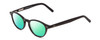 Profile View of Ernest Hemingway H4912 Designer Polarized Reading Sunglasses with Custom Cut Powered Green Mirror Lenses in Gloss Black/Silver Accents Unisex Round Full Rim Acetate 47 mm