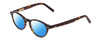 Profile View of Ernest Hemingway H4912 Designer Polarized Sunglasses with Custom Cut Blue Mirror Lenses in Amber Brown Leopard Animal Print/Silver Accents Unisex Round Full Rim Acetate 47 mm