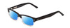 Profile View of Ernest Hemingway H4913 Designer Polarized Sunglasses with Custom Cut Blue Mirror Lenses in Gloss Black Clear Crystal 2 Tone/Silver Studs Unisex Rectangle Full Rim Acetate 50 mm