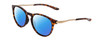 Profile View of Smith Optics Wander Designer Polarized Reading Sunglasses with Custom Cut Powered Blue Mirror Lenses in Tortoise Havana Brown Gold Unisex Round Full Rim Acetate 55 mm