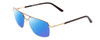 Profile View of Big and Tall 25 Designer Polarized Reading Sunglasses with Custom Cut Powered Blue Mirror Lenses in Matte Brown/Shiny Gold Unisex Pilot Full Rim Metal 60 mm