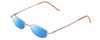 Profile View of Metal Flex KIDS 1001 Designer Polarized Sunglasses with Custom Cut Blue Mirror Lenses in Shiny Light Pink Ladies Oval Full Rim Metal 43 mm