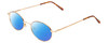 Profile View of Metal Flex KIDS M Designer Polarized Reading Sunglasses with Custom Cut Powered Blue Mirror Lenses in Gold/Demi Tortoise Havana Amber Ladies Oval Full Rim Metal 48 mm