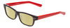Profile View of Soho 1010 Designer Polarized Reading Sunglasses with Custom Cut Powered Sun Flower Yellow Lenses in Black/Red Unisex Classic Full Rim Acetate 50 mm