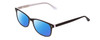Profile View of Ernest Hemingway H4617 Designer Polarized Sunglasses with Custom Cut Blue Mirror Lenses in Matte Black Unisex Cateye Full Rim Acetate 56 mm
