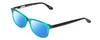 Profile View of Ernest Hemingway H4617 Designer Polarized Sunglasses with Custom Cut Blue Mirror Lenses in Shiny Teal Blue Black Unisex Cateye Full Rim Acetate 56 mm