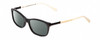 Profile View of Kate Spade CATRINA Designer Polarized Reading Sunglasses with Custom Cut Powered Smoke Grey Lenses in Black White Ladies Cateye Full Rim Acetate 51 mm